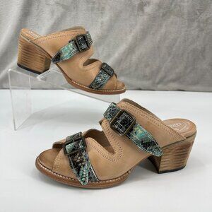 Freebird by Steven NWOB Caprice Buckle Croc Embossed Leather Sandals Boho
